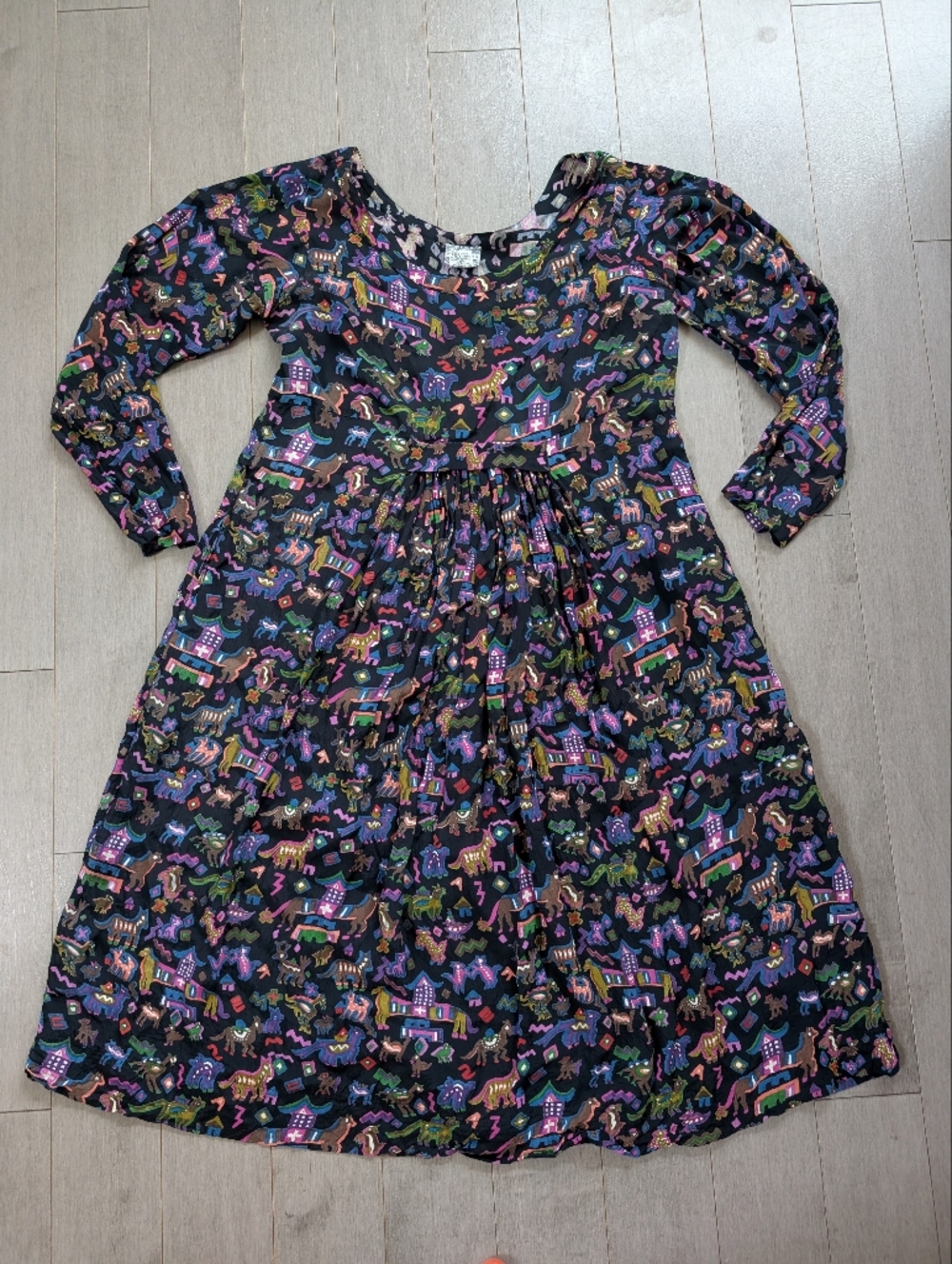 Vintage Primitives Bold Eclectic Pattern Dress Size Medium